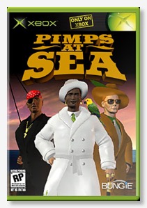 Box art mockup for Bungie's April Fools' joke game Pimps at Sea.